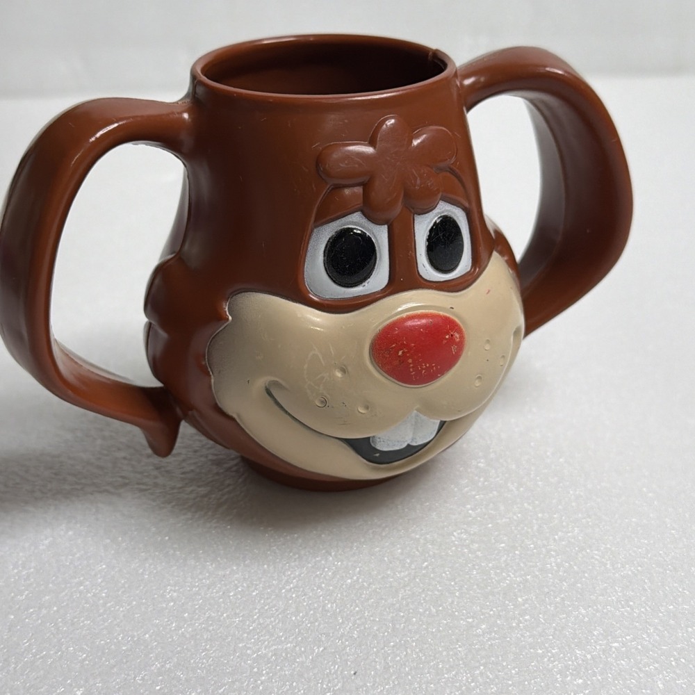 Vintage Nestle Quik Nesquik Quicky Rabbit Bunny Face Plastic Double Handle Mug